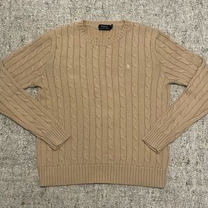 Polo by Ralph Lauren Beige Cable Knit Crewneck Sweater